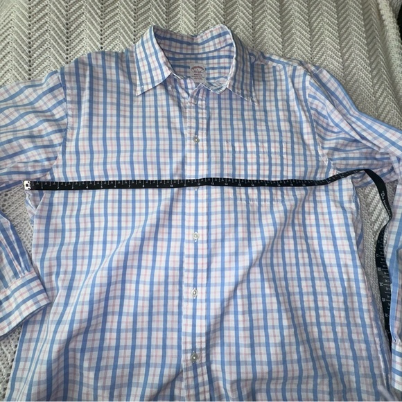 Men’s Brooks Brothers pink blue and white plaid/checkered shirt -large - Picture 5 of 6